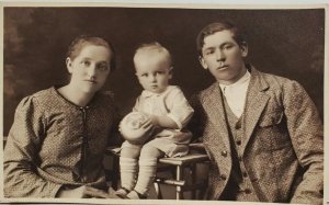 Saros Romania Schaessburger Family near Dumbraveni RPPC Sweet Baby Postcard P12