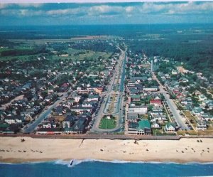 Rehoboth Beach Delaware Postcard Beach Ocean Skyline Buildings Arial 1959 Cancel