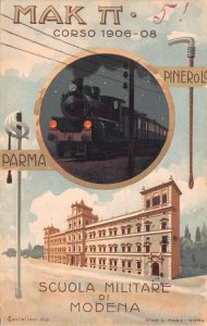 MAK I T CORSO SCUOLA MILITARY SCHOOL MODENA ITALY TRAIN POSTCARD 1908