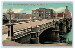 1914 View From Locust Street Bridge Des Moines Iowa IA Posted Antique Postcard