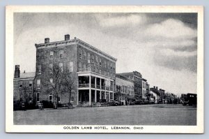 J94/ Lebanon Ohio Postcard c1940s Golden Lamb Hotel Stores Main St 156