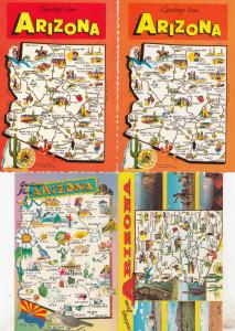 Arizona 4x Vintage Map Postcard s