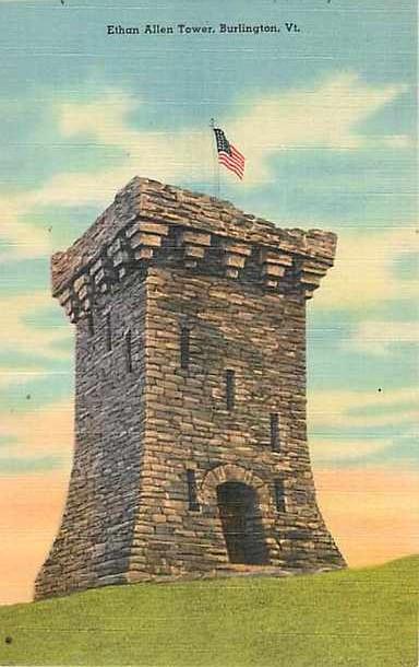 Linen Card of Ethan Allen Tower Burlington Vermont VT