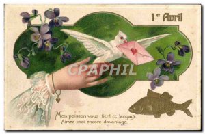 Old Postcard Fantasy Poisson April 1st Dove