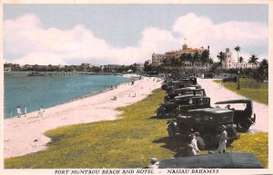 Nassau Bahamas Fort Montagu Hotel Beach Scene Vintage Postcard AA70503