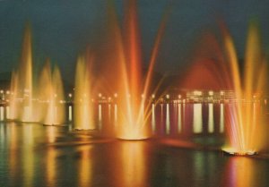 Italy Postcard - Como - Illuminated Fountains on The Lake    RR9185