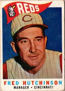 1960 Topps Baseball Card Freddy Hutchinson Manager Cincinnati Reds sk10564