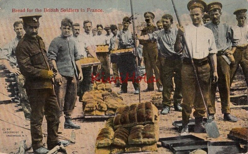 Postcard Bread British Soldiers in France WWI 1915