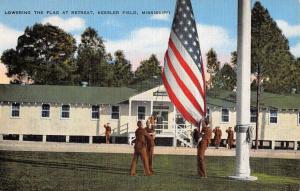 Keesler Field Mississippi Lowering Flag At Retreat Antique Postcard K102954