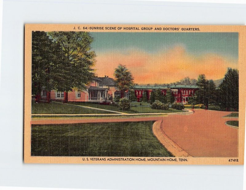 Postcard Sunrise Scene, U. S. Veterans Administration Home, Mountain Home, T. N.