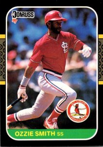 1987 DONRUSS Baseball Card Ozzie Smith SS St Louis Cardinals sun0597