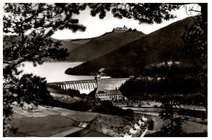 View Of Edersee Dam And Waldeck Castle Germany Black And White Postcard