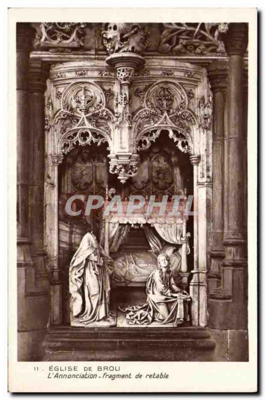 Old Postcard Brou Church The Annunciation Fragment Altarpiece