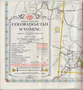 AAA Road Map of Colorado Utah Wyoming, Vintage