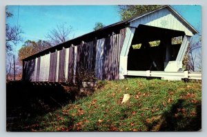 Ohio Covered Bridge Over Little Walnut Creek Vintage Postcard 0072