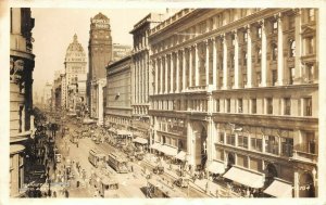 San Francisco 1940s RPPC Real Photo Postcard Trolleys Streetcars Humboldt Bank