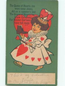 Pre-Linen Comic THE QUEEN OF HEARTS - POKER CARD REFERENCE AB8743