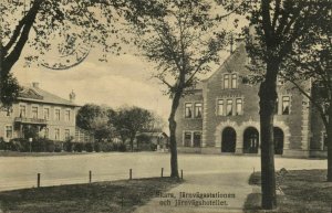 sweden, SKARA, Järnvägsstationen och Järnvägshotellet, Station and Hotel (1919)