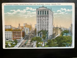 Vintage Postcard 1920 Woodward Avenue, Grand Circus Park, Detroit, Michigan (MI)