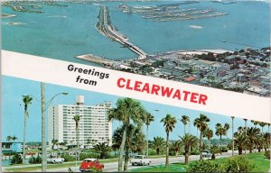 Greetings from Clearwater FL Florida Aerial Downtown 1970s Vintage Postcard H40