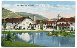 Challenger Inn Sun Valley Idaho 1949 linen postcard