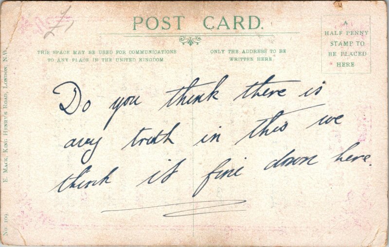 VINTAGE POSTCARD MY SWEETHEART LOVE POETRY PRINTED IN U.K. c. 1910