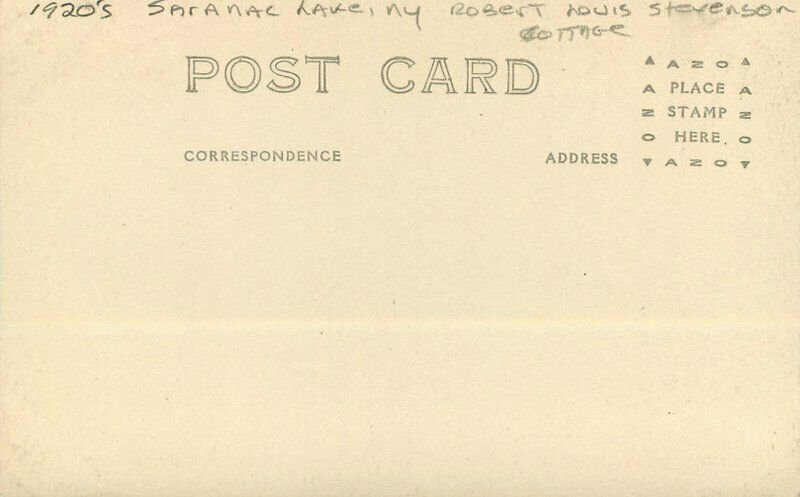 1920s Saranac Lake New York Robert Louis Stevenson RPPC Photo Postcard 20-887