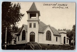 Atlantic Iowa IA Postcard Christian Church Chapel Exterior 1910 Vintage Antique