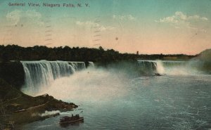 Vintage Postcard 1913 General View Niagara Falls Cascading Waterfalls New York 