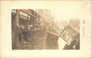 Dayton Ohio OH Flood Damage Fifth St. Stores c1910 Real Photo Postcard #2