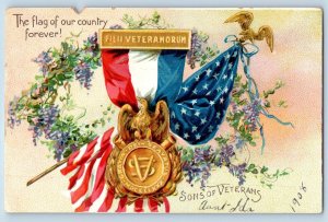 Harrisburg PA Postcard Decoration Day Gar Civil War Flag Sons Of Veterans Tuck