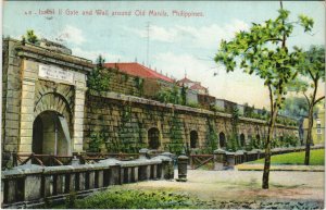 PC PHILIPPINES, ISABEL II GATE AND WALL AROUND MANILA, Vintage Postcard (b38885)