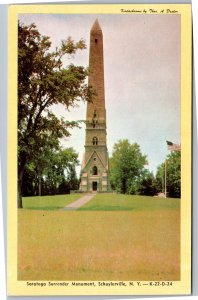 Postcard NY Schuylerville Saratoga Surrender Monument