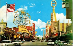 Vtg Las Vegas NV Fremont Street View Golden Nugget Horseshow Casino Postcard