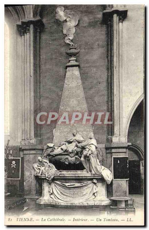 Old Postcard The Vienna Cathedral Interior A tomb