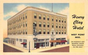 West Point Mississippi Henry Clay Hotel Street View Antique Postcard K47456