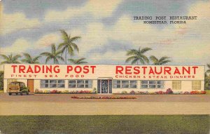 Trading Post Chicken Steak Dinner Restaurant Homestead Florida linen postcard