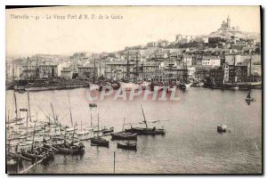 Postcard Old Marseille Vieux Port and Notre Dame de la Garde