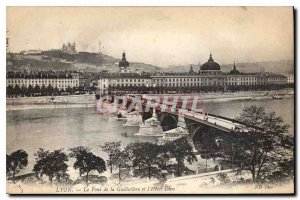 Postcard Old Bridge Lyon Guillotiere and the Hotel Dieu