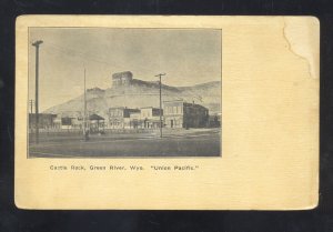 GREEN RIVER WYOMING CASTLE ROCK DOWNTOWN UNION PACIFIC RAILROAD POSTCARD