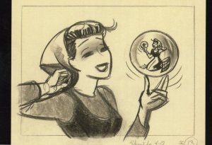 Cinderella Crystal Ball Walt Disney Storyboard Painting Film Postcard