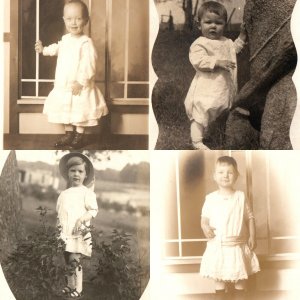 x4 LOT c1910s Toddler Portrait RPPC Cute Young Children Real Photo Boy Girl A175