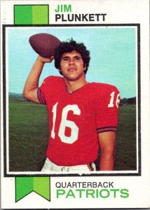 1973 Topps Football Card Jim Plunkett New England Patriots sk2609