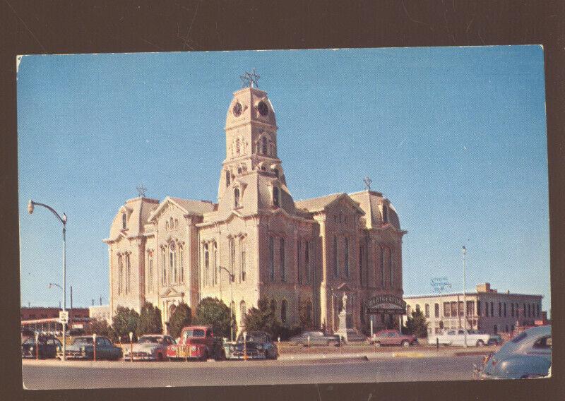 WEATHERFORD TEXAS 1940's CARS COUNTY COURT HOUSE VINTAGE POSTCARD