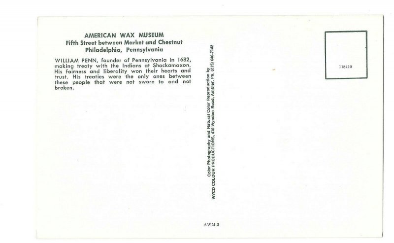 4 American Wax Museum Postcards Phila PA Lincoln Spirit 76 Penn Inaugural Ball