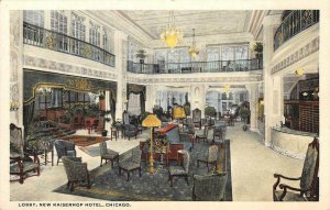 NEW KAISERHOF HOTEL Chicago, Illinois Lobby Interior ca 1920s Vintage Postcard