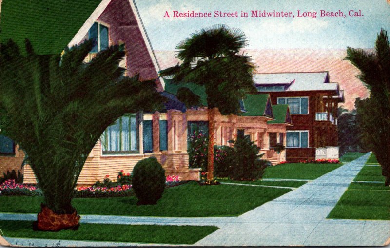California Long Beach Residence Street In Midwinter