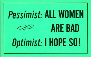 1970s Postcard Vagabond Creations Humor Novelty - Pessimist: All Women are Bad