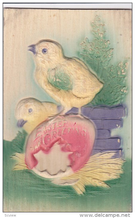 EASTER; Embossed, Greetings, Chicks Cracked Egg Shell, 00-10s