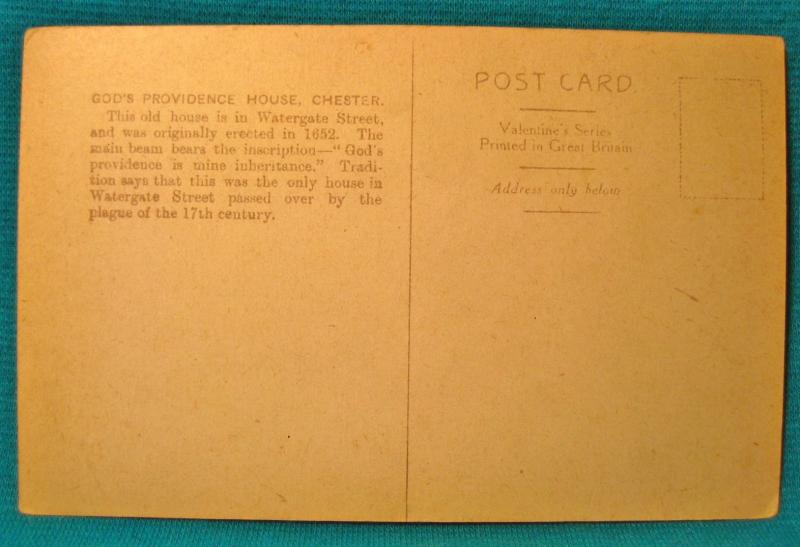 1907-15 God's Providence House Chester Black Plague 1652 Watergate St. Postcard